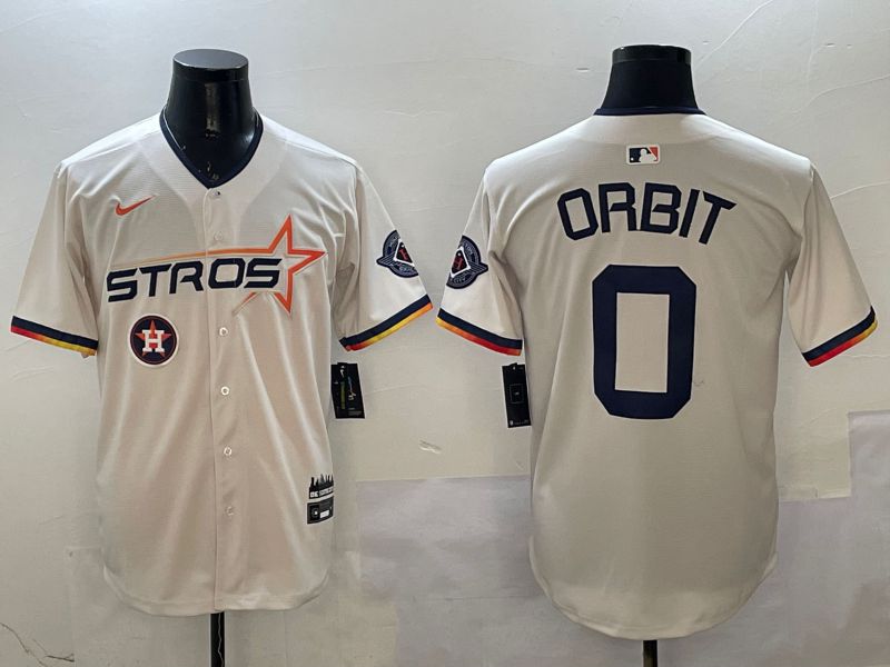 Men Houston Astros 0 Orbit Cream Three generations Joint Name 2025 Nike MLB Jersey style 11